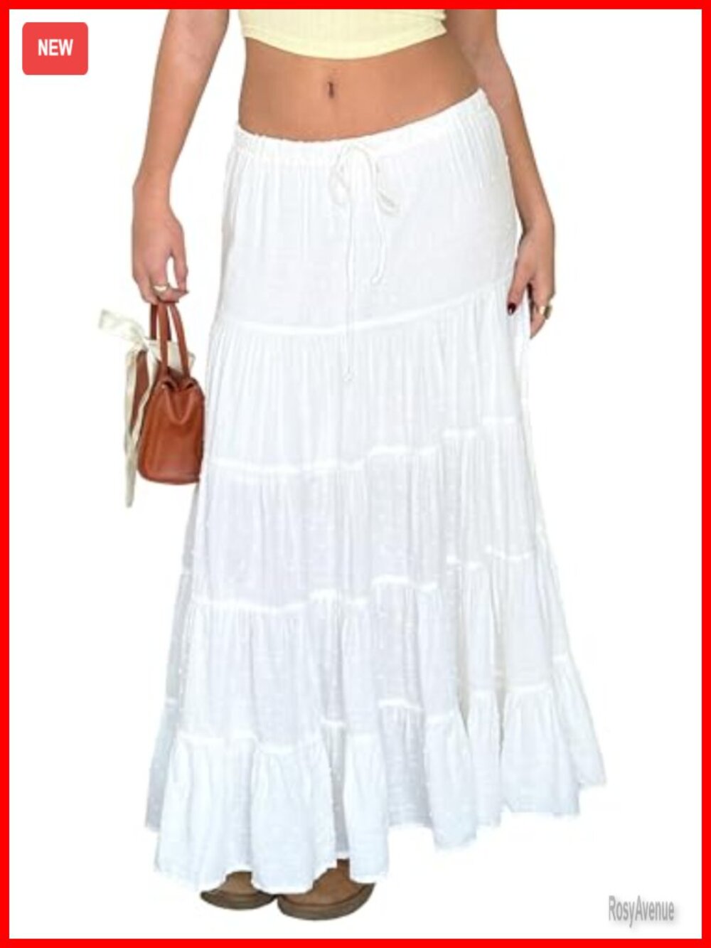 Women's High Waist Pleated A-Line Long Maxi Skirt Ruffle Boho Rayon